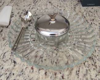 Vintage Kromex Lazy Susan Relish Tray with Stainless Steel Insert and Server