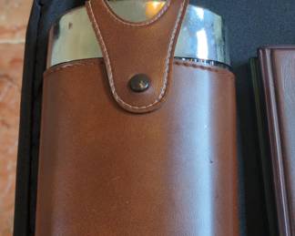 Brown Leather and Stainless Steel Flask