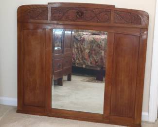 Art Nouveau Carved Oak Mirror