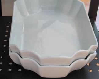 White Ceramic Scalloped Serving Dish  Set of
