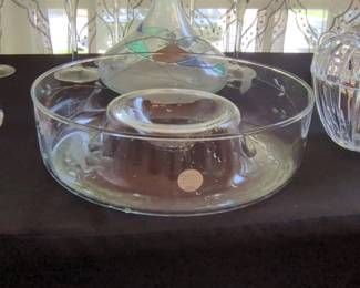 Princess House Heritage Etched Chip and Dip Bowl Set