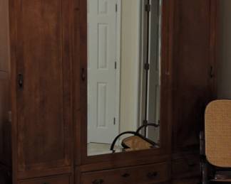 Antique Art Nouveau Wardrobe Armoire with Mirror