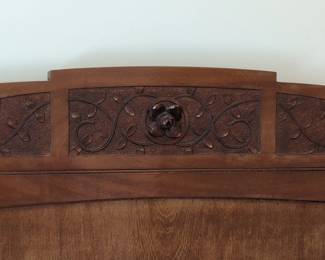 Art Nouveau Carved Mahogany Twin Bed Headboards and Footboards fourth image
