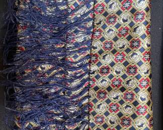 Vintage Tootal Silk Scarf with Geometric and Floral Pattern