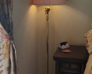 Stiffel Brass Floor Lamp with Pleated Shade