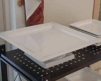 White Square Beaded Serving Platter