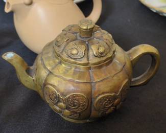 Antique Chinese Bronze Teapot with Dragon Motif