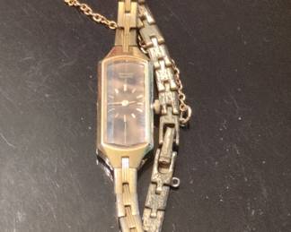 Seiko Quartz Womens Rectangular Watch with GoldTone Bracelet