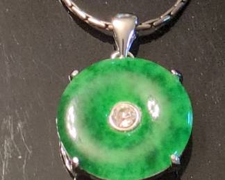 Green Jade Donut Pendant Necklace second image