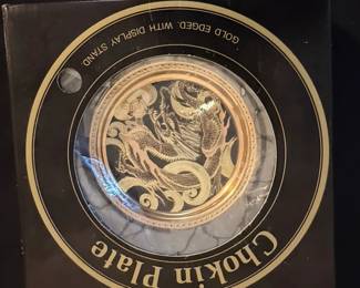 Chokin Plate with Dragon Design