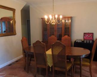 Vintage Drexel Heritage Cane Back Dining Chairs and Oval Dining Table second image