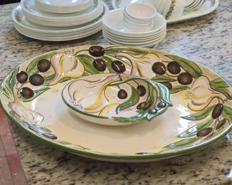 Clay Art Olives  Garlic Serving Platter with Bowl
