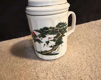 Vintage Tatung Porcelain Tea Mug with Infuser and Lid