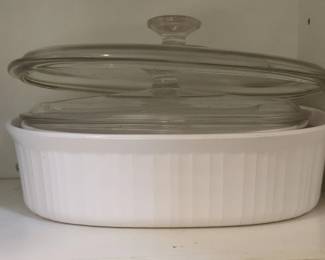 CorningWare French White Oval Casserole Dish with Glass Lid