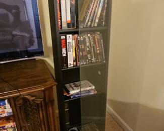 Tall Media Storage Cabinet with Glass Door