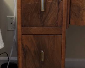 Art Deco Burr Walnut Waterfall Vanity with TriFold Mirror third image