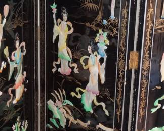 FourPanel Black Lacquer MotherofPearl Inlay Screen third image