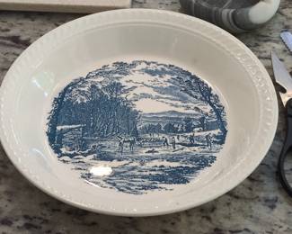 Currier  Ives Winter Scene Pie Plate by Royal China