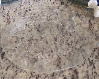 Vintage Pilgrim Glass Kitty Cat Textured Platter