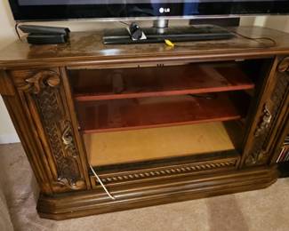 Vintage Carved Wood TV Stand or Console  Renaissance Revival Style