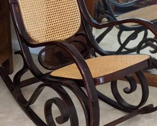 Vintage Thonet Style Bentwood Rocking Chair with Cane Seat and Back second image