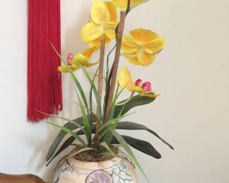 Artificial Yellow Orchid Arrangement in Decorative Pot