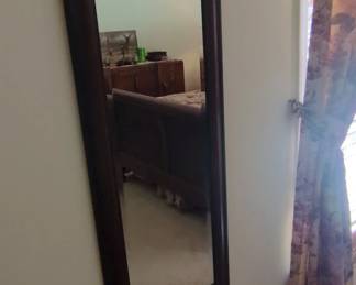 Dark Wood Framed Rectangular Full Length Mirror