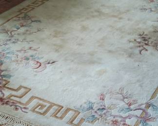 Chinese Art Deco Rug with Floral and Greek Key Motifs