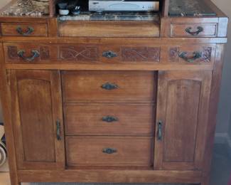 Antique Marble Top Washstand Cabinet