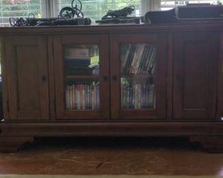 Leick Home Westwood Cherry Hardwood TV Stand with Glass Doors