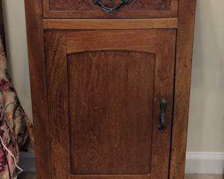 Victorian Oak Marble Top Nightstands Set of  second image
