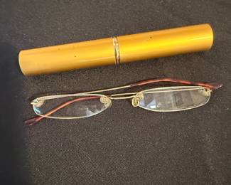 Rimless Reading Glasses with GoldTone Case