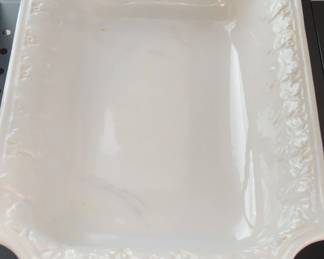 White Ceramic Rectangular Serving Platter with Embossed Grapevine Motif by CWC Italy