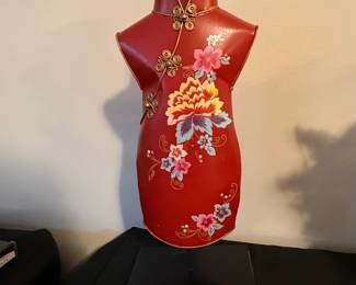 Red Cheongsam Mannequin Display with Floral Motif