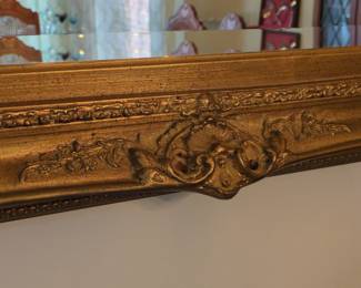 Vintage Ornate Gold Gilt Wood Frame Mirror third image