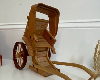 Vintage Bamboo Rickshaw Model