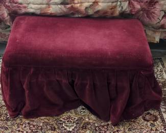 Red Velvet Ottoman with Ruffle Skirt