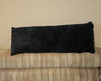 Dark Gray Striped Corduroy Bolster Pillow