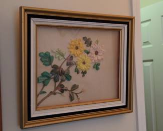 Vintage Ribbon Embroidery Floral Art