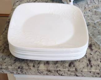 Corelle Vitrelle Cherish Pattern Square Dinner Plates Set of 