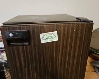 GE Woodgrain Mini Fridge