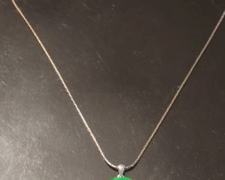 Green Jade Donut Pendant Necklace