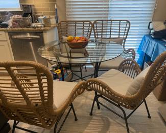 Glass top Dinette table with 4 comfortable chairs