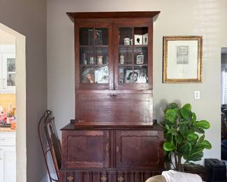 two piece antique cabinet