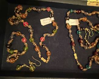 murano glass bead necklaces, bracelets and earrings from Venice