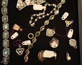 silver bracelets, rings and pendants