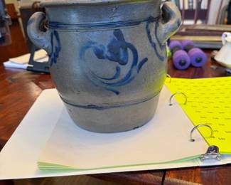 Antique Alsatian salt-glazed stoneware confit pot