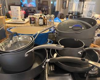 Le Creuset cookware (blue) , Tfal Cookware