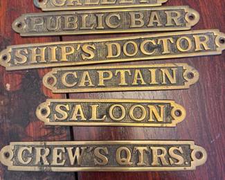 Brass nautical door signs for marine decor