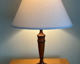 Wood(faux?) lamp w/black details, 2 available, 26"H,  $24 each